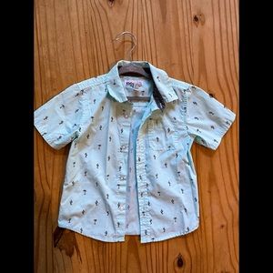 Toddler Boys | Button Down Short Sleeve Palm Tree Shirt | Size 3T